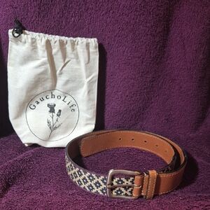 GauchoLife Guarda Pampas Brown and Blue Men's Woven Polo Belt From Argentina